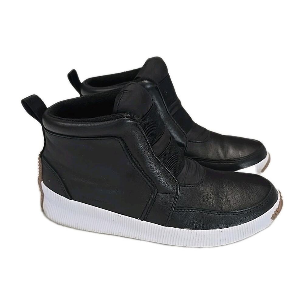 SOREL Out N About Mid Black Leather Waterproof Ankle Boots Sneaker Women 7.5